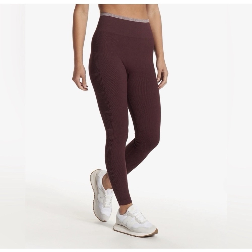 Vuori Helix Seamless Leggings Women's Small Maroon Ribbed Yoga Studio Stretch